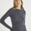 Grey Long Sleeve Twist Front Cosy Top