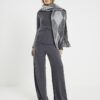 Grey Long Sleeve Twist Front Cosy Top