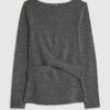 Grey Long Sleeve Twist Front Cosy Top