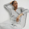 Grey Long Sleeve Wrap Front Hoodie