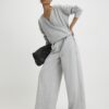 Grey Long Sleeve Wrap Front Hoodie