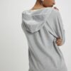 Grey Long Sleeve Wrap Front Hoodie