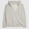 Grey Long Sleeve Wrap Front Hoodie