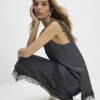 Grey Longline Lace Cami Top