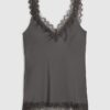 Grey Longline Lace Cami Top