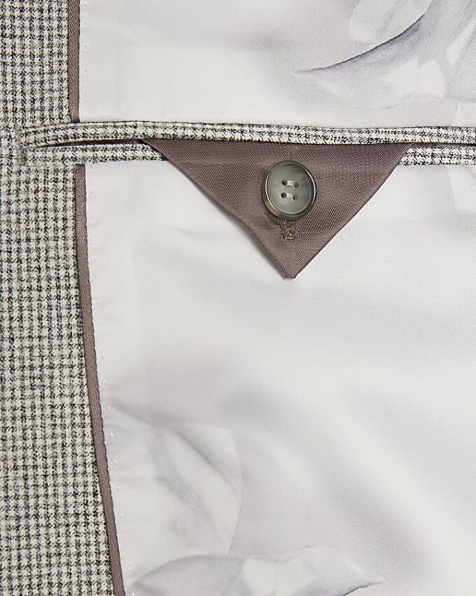 Grey Puppy Tooth Skinny Suit Jacket