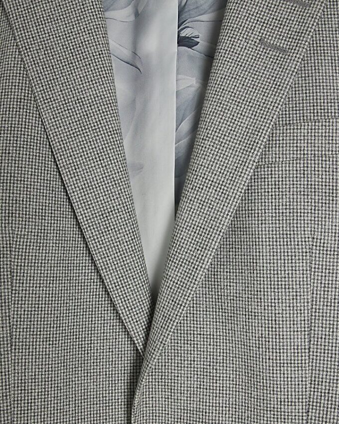 Grey Puppy Tooth Skinny Suit Jacket