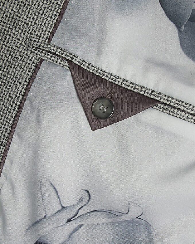 Grey Puppy Tooth Skinny Suit Jacket