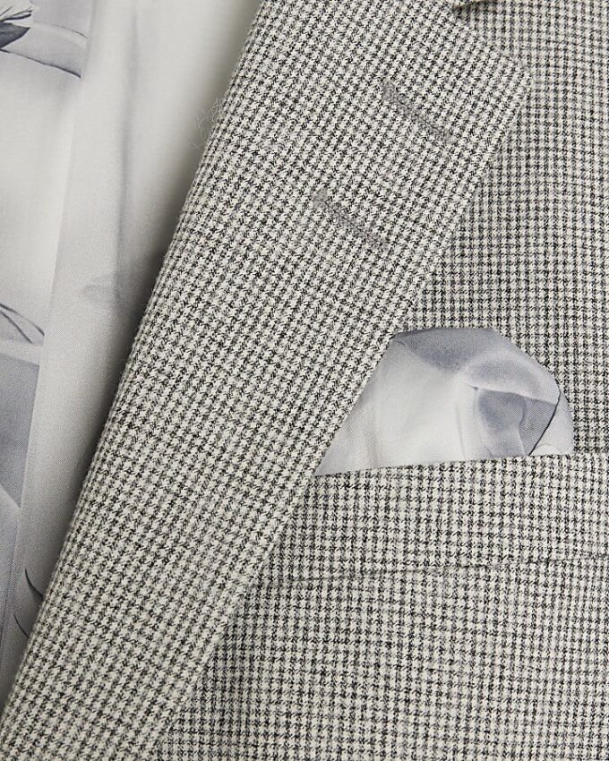 Grey Puppy Tooth Skinny Suit Jacket