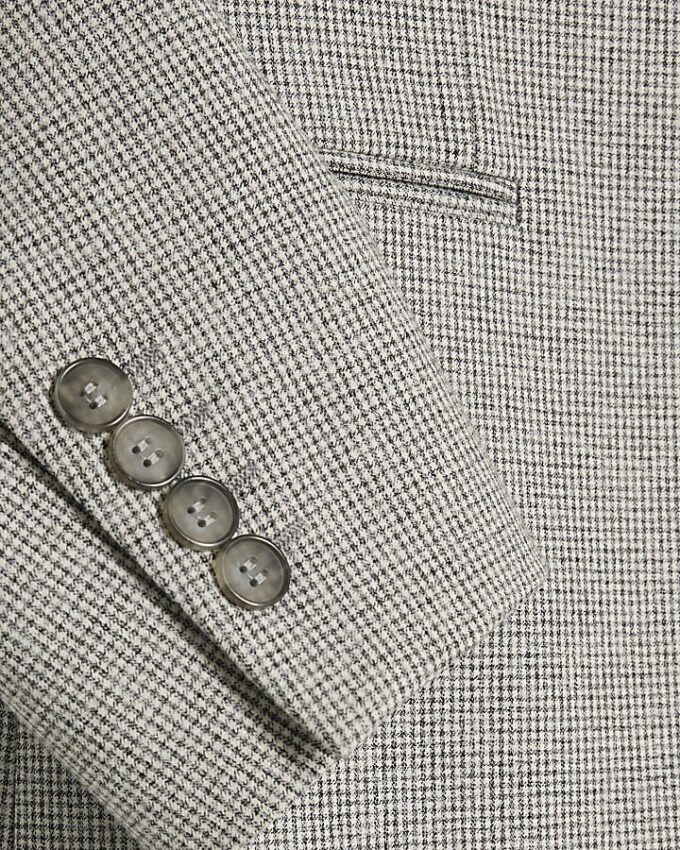 Grey Puppy Tooth Skinny Suit Jacket