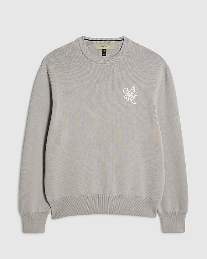 Grey Regular Fit AR Knitted Sweatshirt