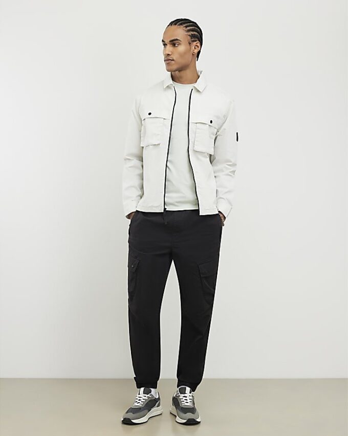 Grey Regular Fit Zipped Overshirt