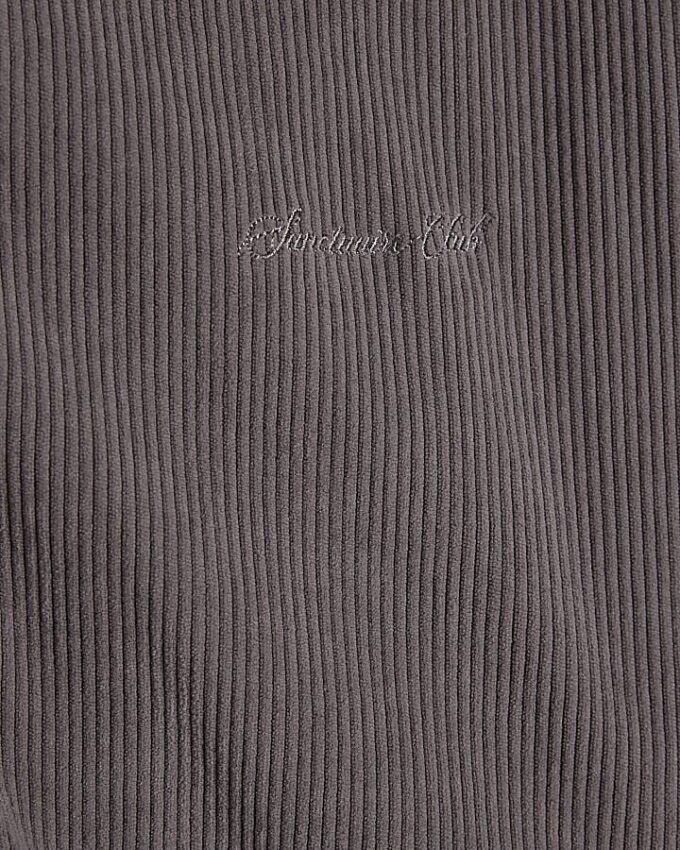 Grey Sanctuaire Corduroy Zip Through Hoodie