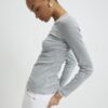 Grey Scallop Trim Long Sleeve T-Shirt