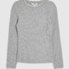 Grey Scallop Trim Long Sleeve T-Shirt