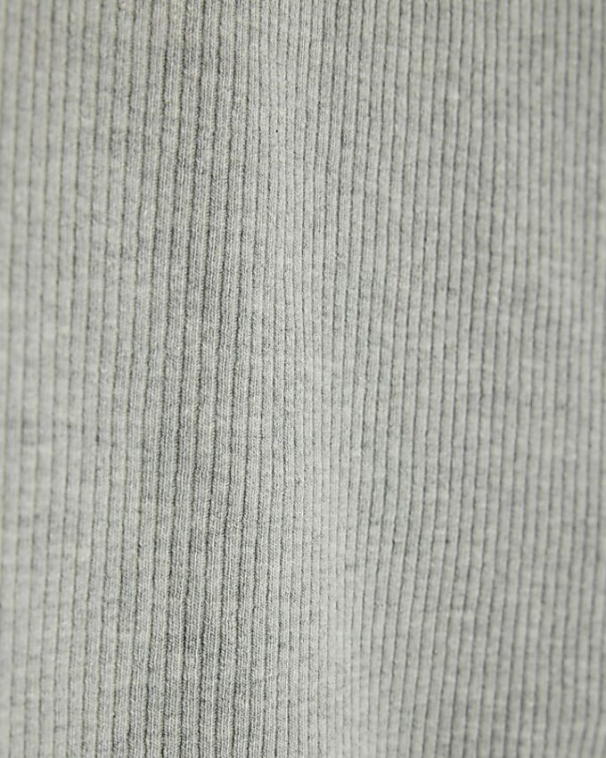 Grey Short Sleeve High V Neck Ribbed Top