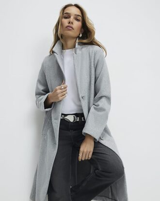Grey Single Breasted Coat