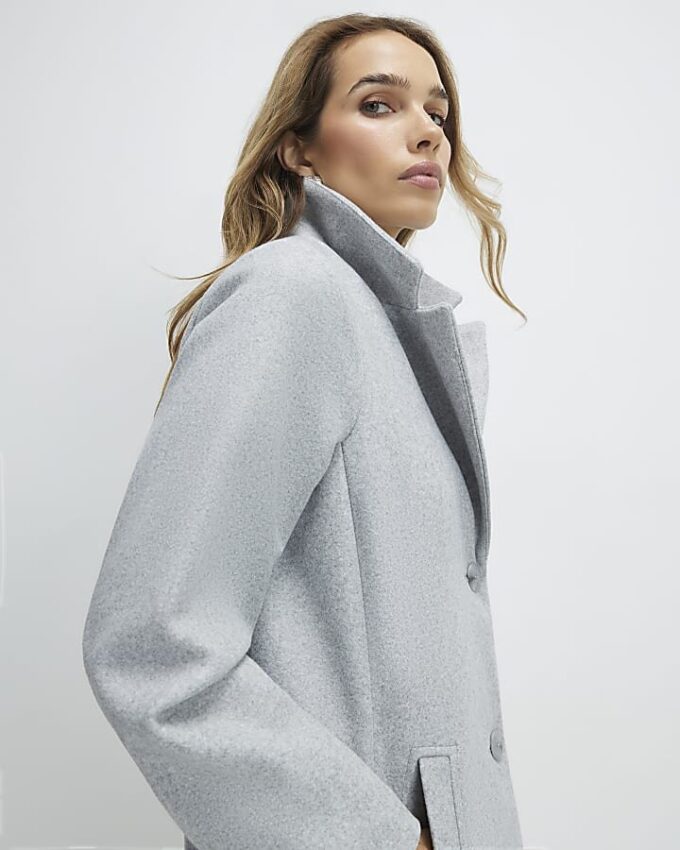 Grey Single Breasted Coat