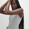 Grey Sleeveless Wide Ribbed Tank Top