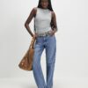 Grey Sleeveless Wide Ribbed Tank Top