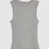 Grey Sleeveless Wide Ribbed Tank Top
