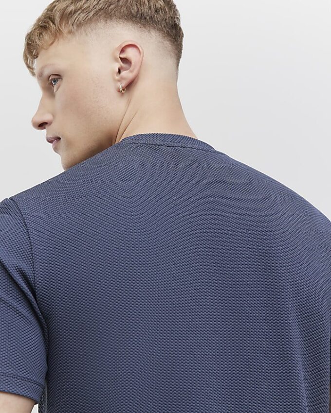 Grey Slim Fit Textured Ame Saint T-Shirt