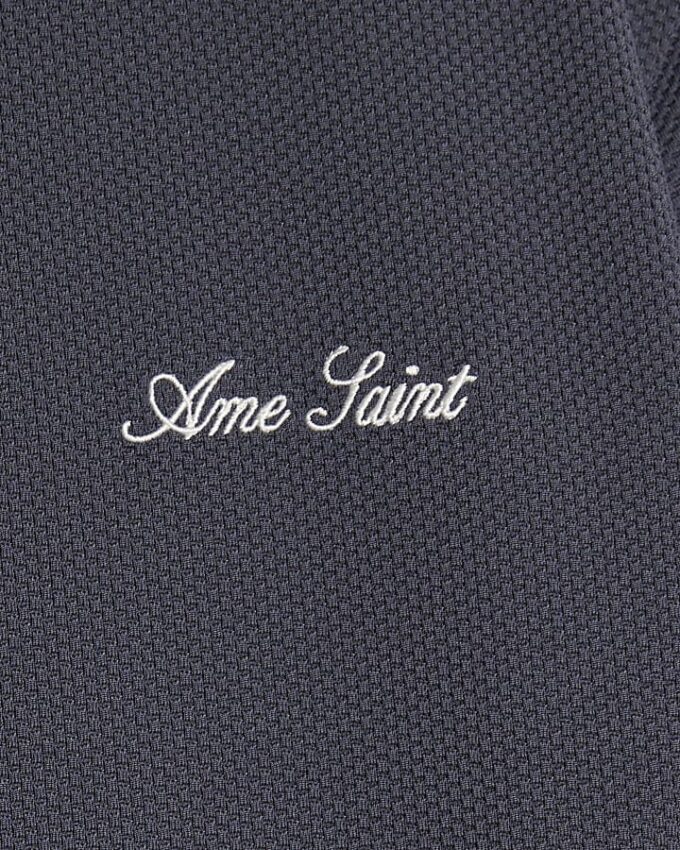 Grey Slim Fit Textured Ame Saint T-Shirt
