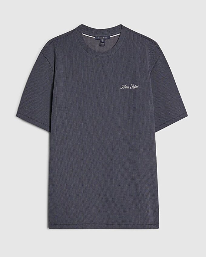 Grey Slim Fit Textured Ame Saint T-Shirt