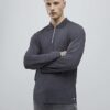 Grey Slim Fit Textured Quarter Zip Polo Shirt