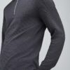 Grey Slim Fit Textured Quarter Zip Polo Shirt