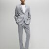 Grey Slim Fit Textured Suit Jacket