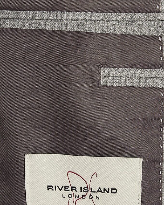 Grey Slim Fit Textured Suit Jacket