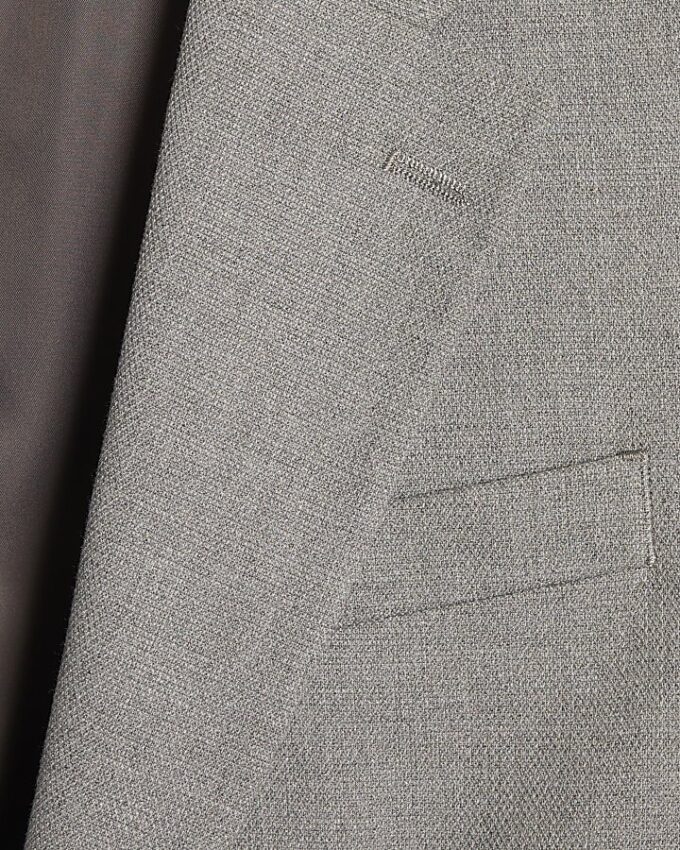 Grey Slim Fit Textured Suit Jacket
