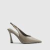 Grey Slingback Logo Court Heels