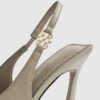 Grey Slingback Logo Court Heels