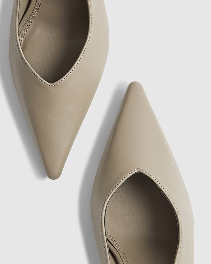 Grey Slingback Logo Court Heels
