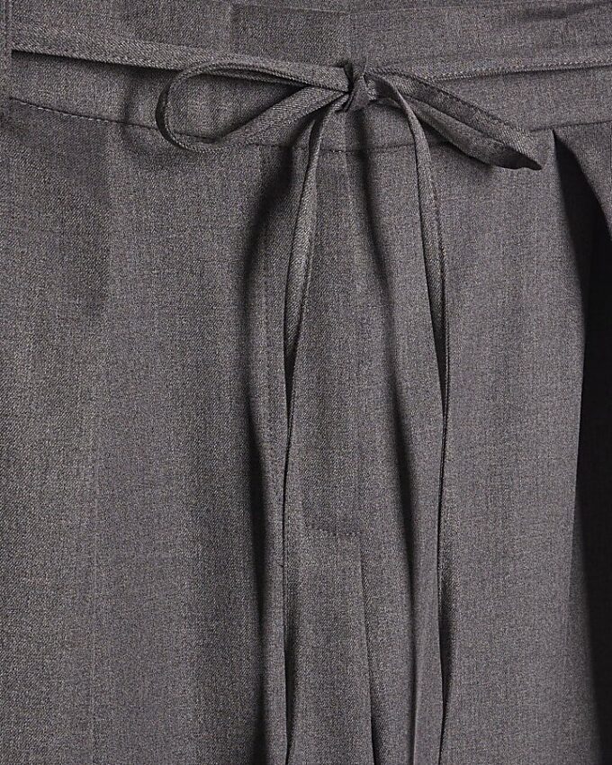 Grey Tie Front High Waisted Trouser