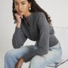 Grey Waisted Button through Top