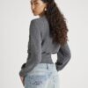 Grey Waisted Button through Top