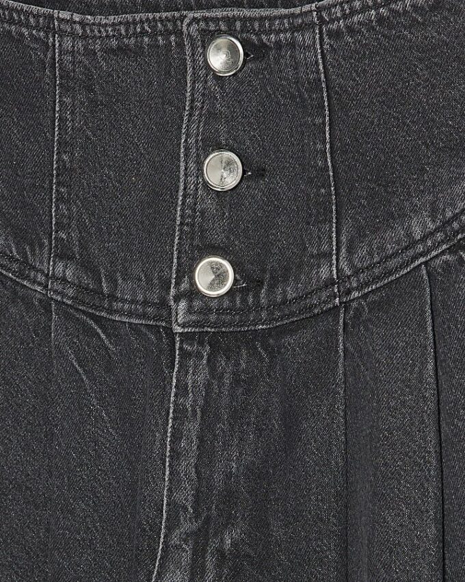 Grey Wide Leg Corset Button Up Jeans