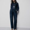 Indigo High Waisted Tapered Jeans