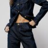 Indigo High Waisted Tapered Jeans