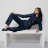 Indigo High Waisted Tapered Jeans