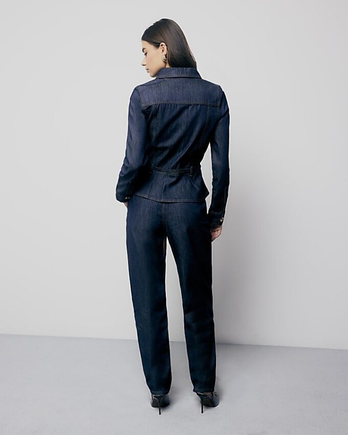 Indigo High Waisted Tapered Jeans