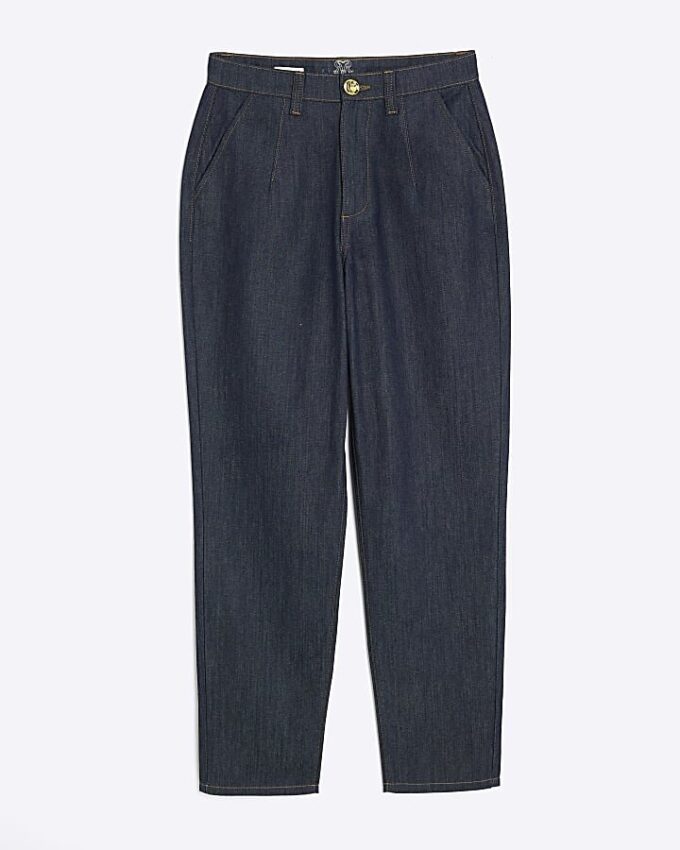 Indigo High Waisted Tapered Jeans