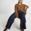 Indigo Mid Rise Tailored Baggy Wide Leg Jeans