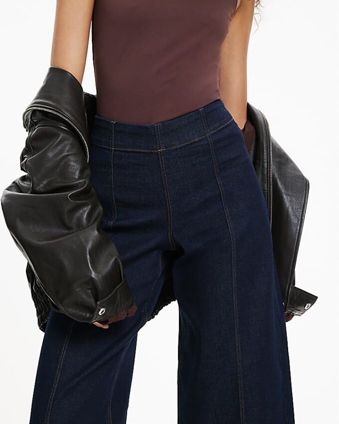 Indigo Pull-On Sculpt Palazzo Jeans