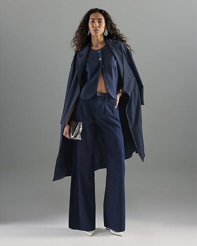 Indigo Wide Leg Tie Front Jeans
