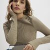 Khaki Button Shoulder Rib Top