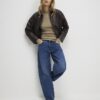 Khaki Button Shoulder Rib Top